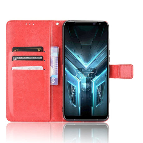 Asus ROG Phone 3 (ZS661KS) Neutralt Læder Cover m. Pung Rød