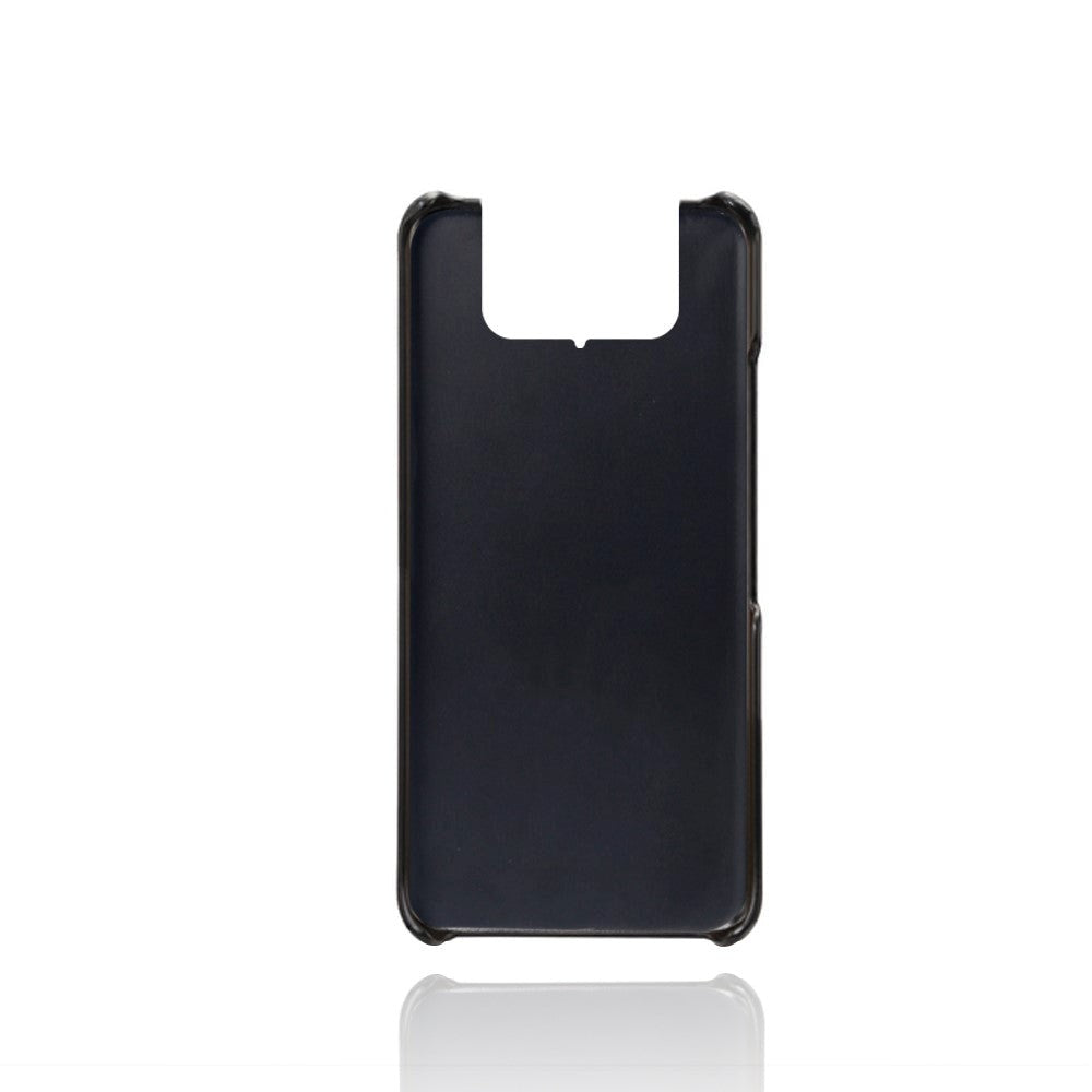 Asus Zenfone 8 Flip Plastik Cover m. Læderbetræk & Kortholder - Sort