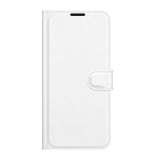 Asus Zenfone 8 Flip Litchi Imiteret Læder Flip Cover - Hvid