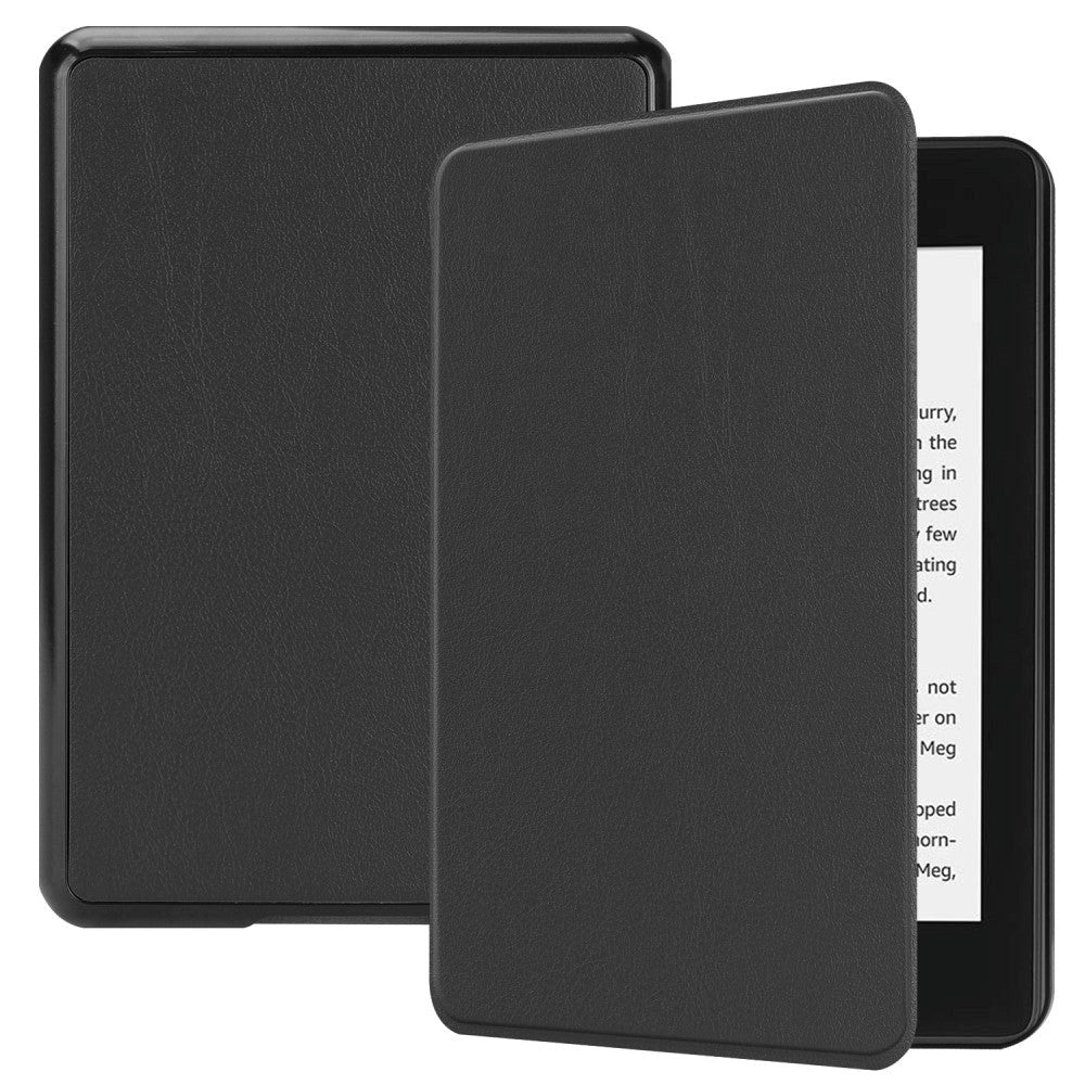 Amazon Kindle Paperwhite 4 (2018) Læder Flip Cover - Sort