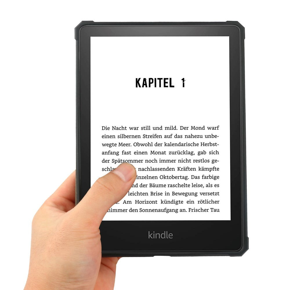 Amazon Kindle Paperwhite 5 11th Generation (2021) Læder Flip Cover m. Vågeblus Funktion - Sort