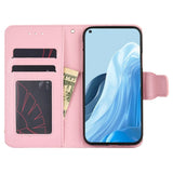 Oppo Find X5 Lite Læder Flip Cover m. Pung & Magnetisk Luk - Lyserød