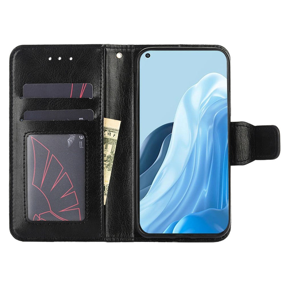 Oppo Find X5 Lite Læder Flip Cover m. Pung & Magnetisk Luk - Sort