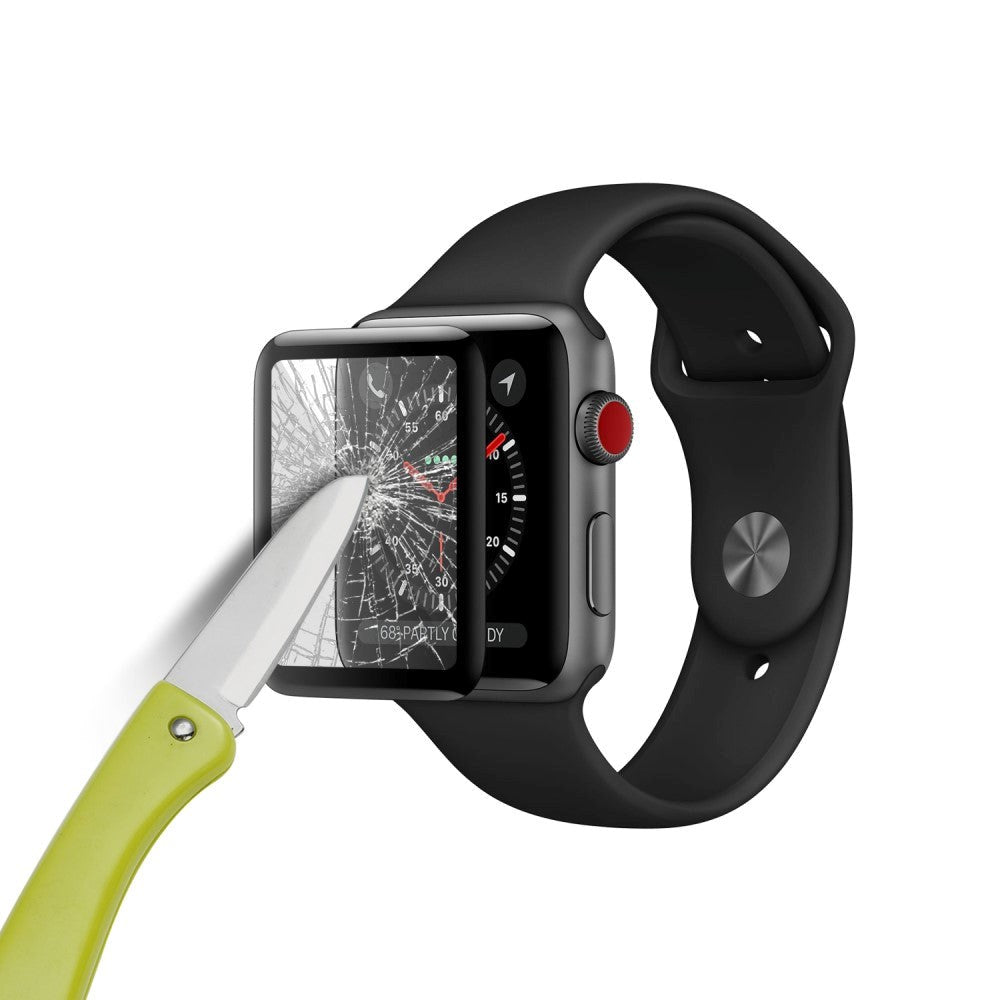 Apple Watch 3 / 2 / 1 (38mm) Skærmbeskyttelse - Full-Fit- Sort Kant