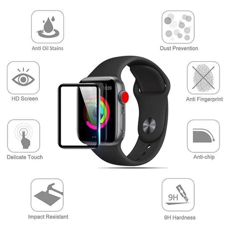 Apple Watch SE/6/5/4 (40mm) - Full-Fit Skærmbeskyttelse - Sort Kant