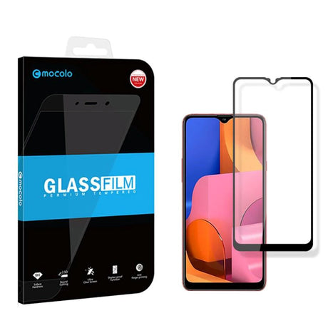 Mocolo Samsung Galaxy A20s Hærdet Glas Skærmbeskyttelse - Full Fit - Sort Kant