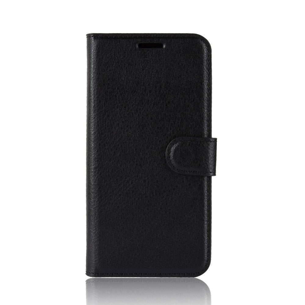 OnePlus 6 Litchi Texture Leather Stand Cover m. Pung Sort