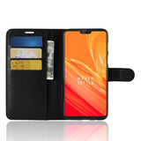 OnePlus 6 Litchi Texture Leather Stand Cover m. Pung Sort