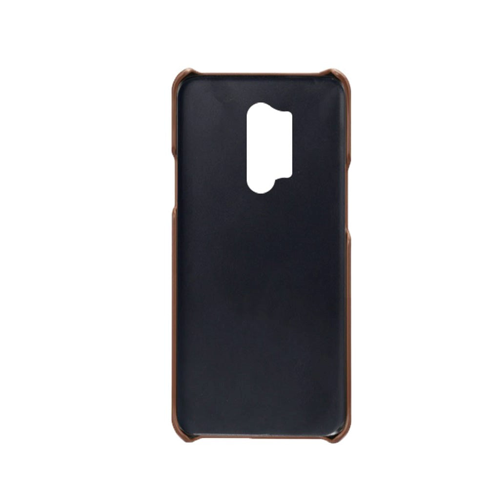 OnePlus 8 Pro Læderbelagt Plastik Cover m. Kortholder - Brun