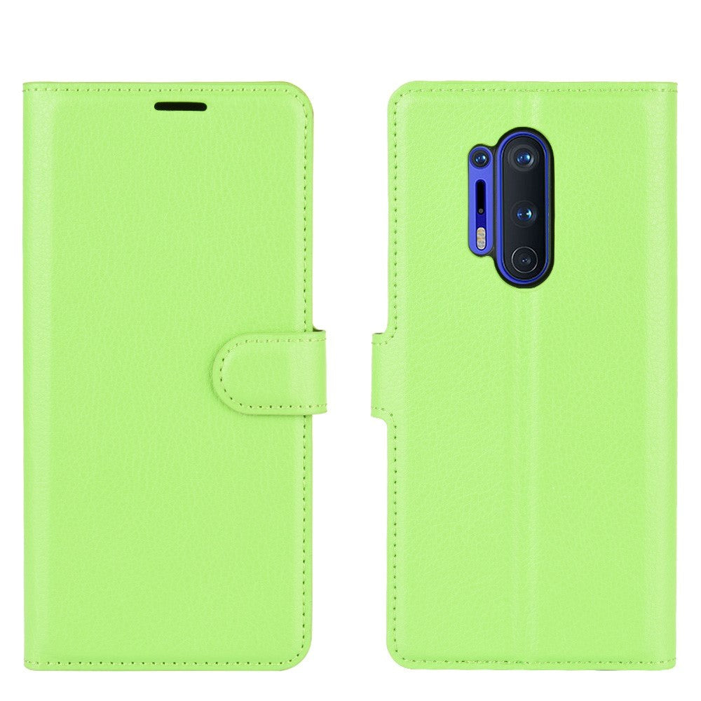 OnePlus 8 Pro Litchi Læder Flip Cover m. Pung - Grøn