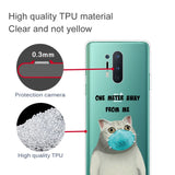 OnePlus 8 Pro Fleksibel Plastik Bagside Cover m. Print - Gennemsigtig / Kat m. Mundbind