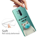 OnePlus 8 Pro Fleksibel Plastik Bagside Cover m. Print - Gennemsigtig / Kat m. Mundbind