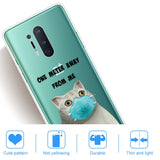 OnePlus 8 Pro Fleksibel Plastik Bagside Cover m. Print - Gennemsigtig / Kat m. Mundbind