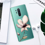 OnePlus 8 Pro Fleksibel Plastik Bagside Cover m. Print - Gennemsigtig / Lotus Blomst