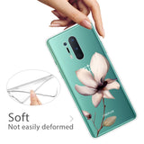 OnePlus 8 Pro Fleksibel Plastik Bagside Cover m. Print - Gennemsigtig / Lotus Blomst