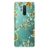 OnePlus 8 Pro Fleksibel Plastik Bagside Cover m. Print - Gennemsigtig / Sommerfugle