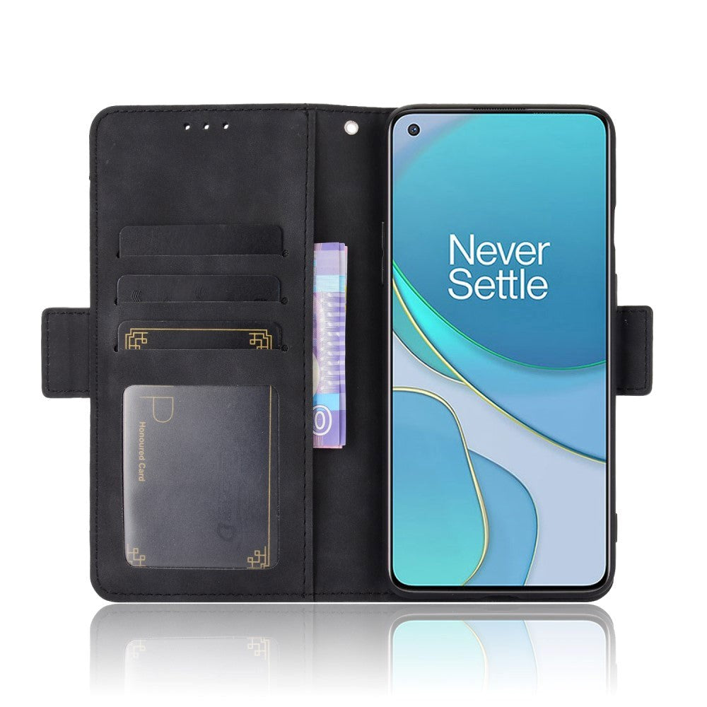 OnePlus 8T Blank Læder Cover m. Stor Pung - Sort