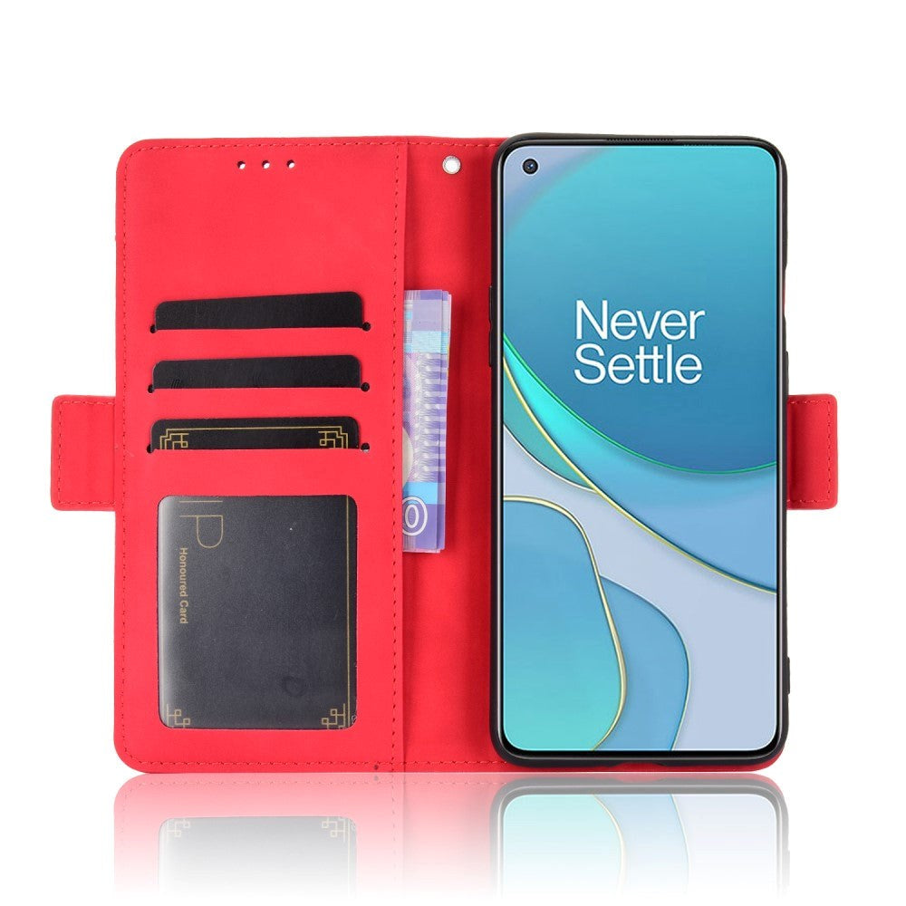 OnePlus 8T Blank Læder Cover m. Stor Pung - Rød