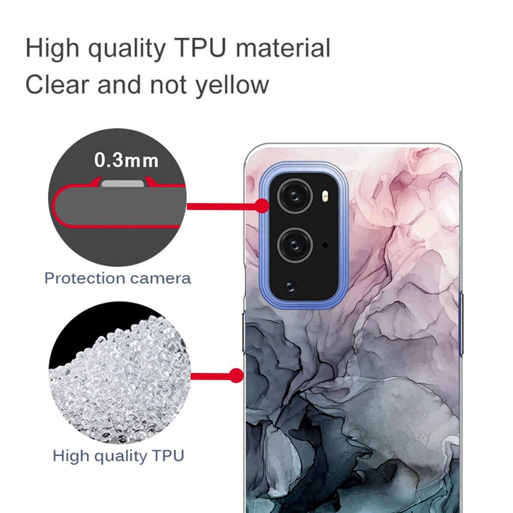 EIDERWOOD OnePlus 9 Pro Fleksibelt Plastik Mobil Cover m. Marmordesign - Blå / Lyserød / Sort