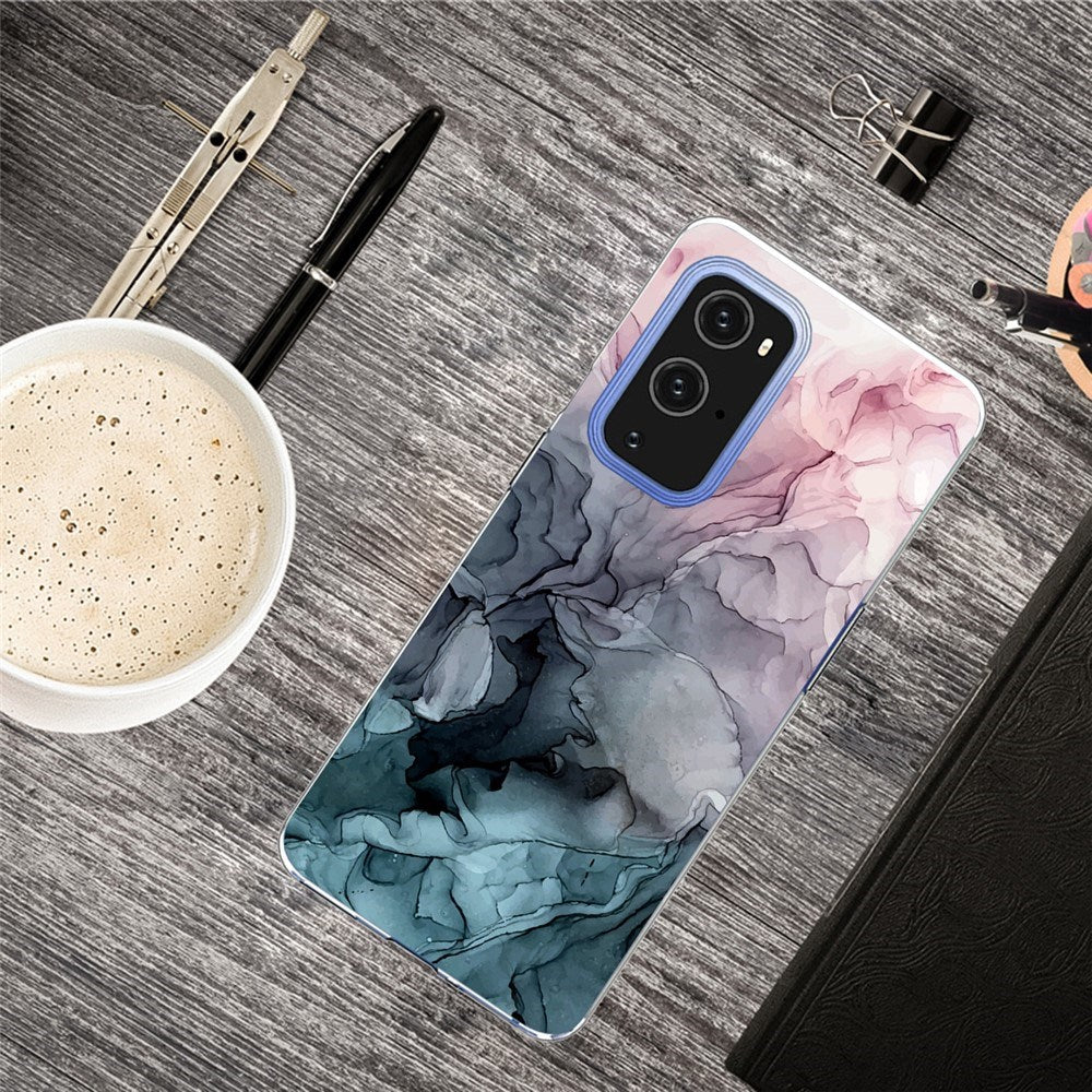 EIDERWOOD OnePlus 9 Pro Fleksibelt Plastik Mobil Cover m. Marmordesign - Blå / Lyserød / Sort
