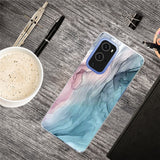 EIDERWOOD OnePlus 9 Pro Fleksibelt Plastik Mobil Cover m. Marmordesign - Blå / Lyserød
