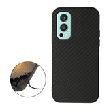 OnePlus Nord 2 (5G) Plastik & Imiteret Læder Cover - Sort Carbon