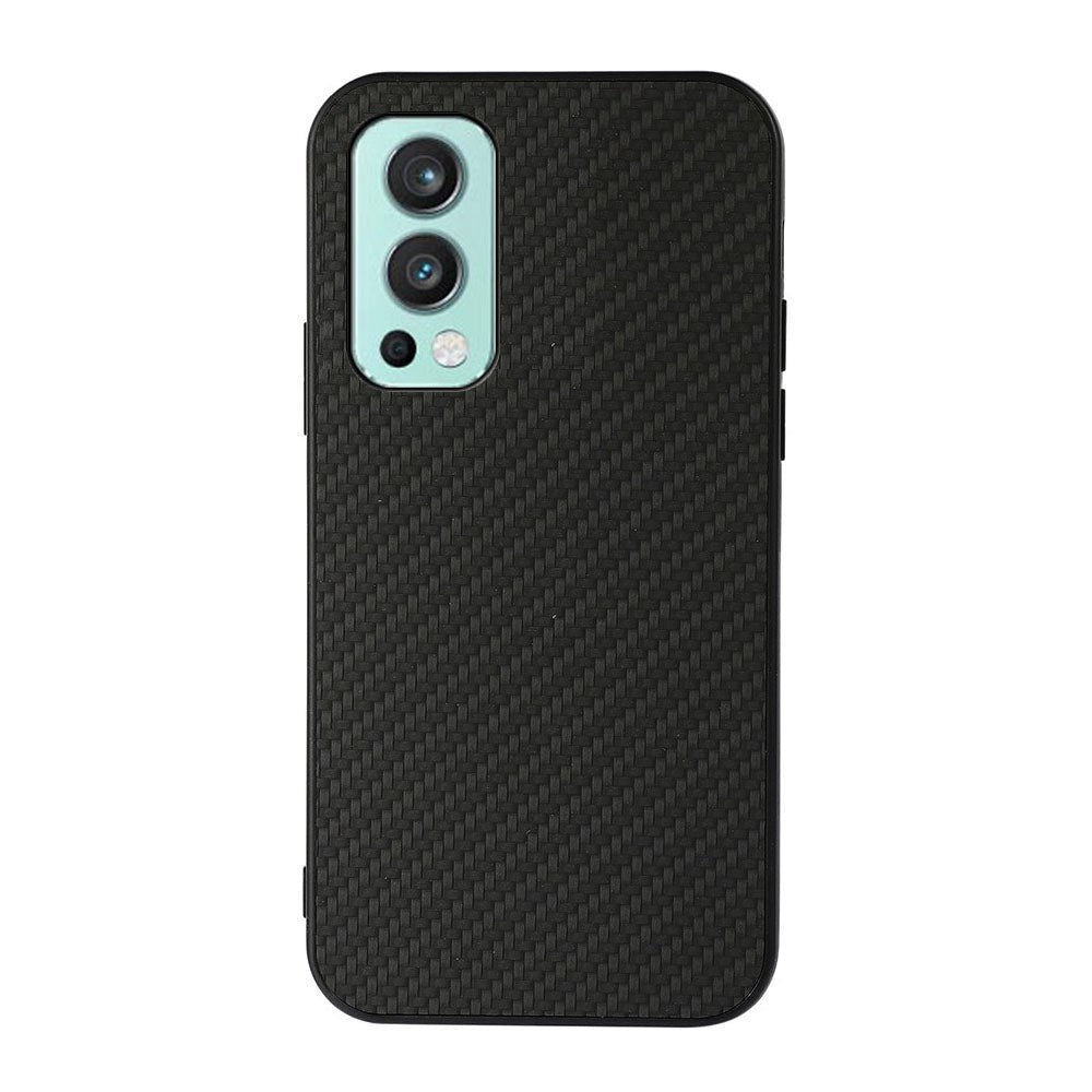 OnePlus Nord 2 (5G) Plastik & Imiteret Læder Cover - Sort Carbon