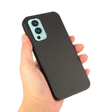 OnePlus Nord 2 (5G) Plastik & Imiteret Læder Cover - Sort Carbon