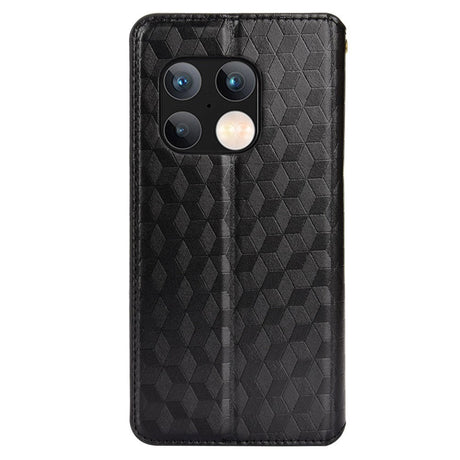 OnePlus 10 Pro PU Læder Flip Cover m. Pung - Rhombus - Sort