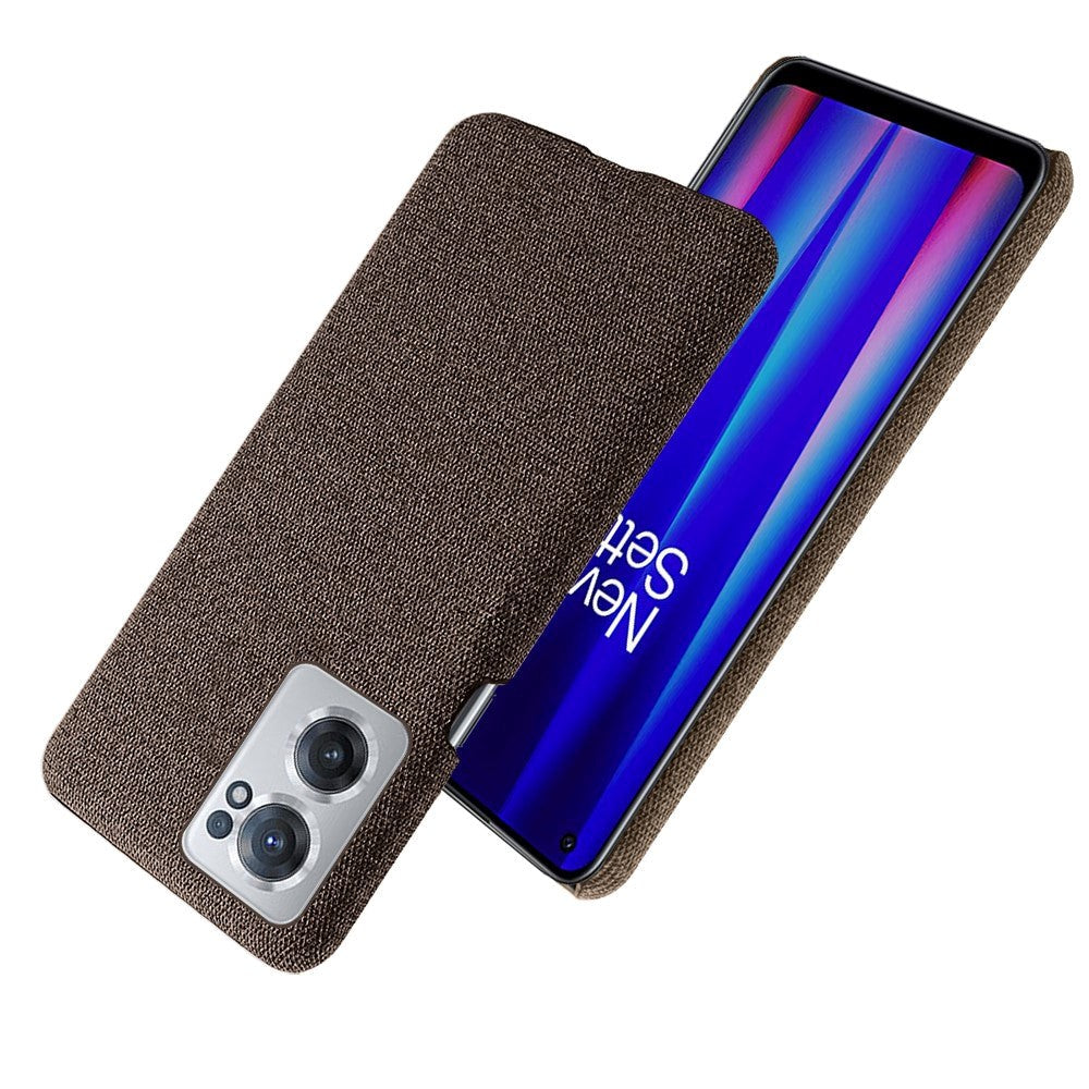 OnePlus Nord CE 2 (5G) Stofbetrukket Plastik Bagside Cover - Brun