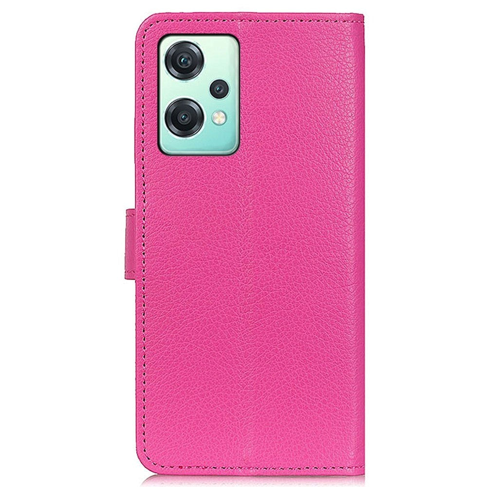 OnePlus Nord CE 2 Lite (5G) PU Litchi Læder Flip Cover m. Pung & Ståfunktion - Lyserød