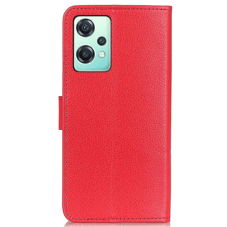 OnePlus Nord CE 2 Lite (5G) PU Litchi Læder Flip Cover m. Pung & Ståfunktion - Rød