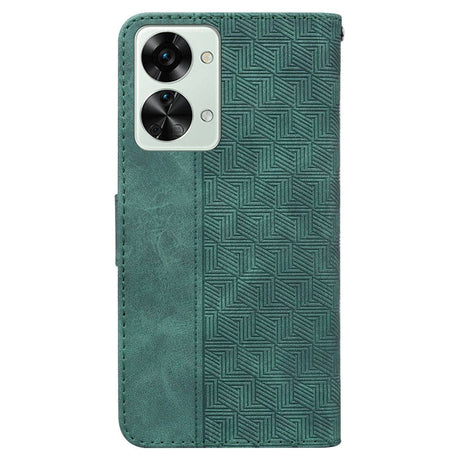 OnePlus Nord 2T (5G) Cover m. Pung & Strop - Geometri Mønster - Grøn