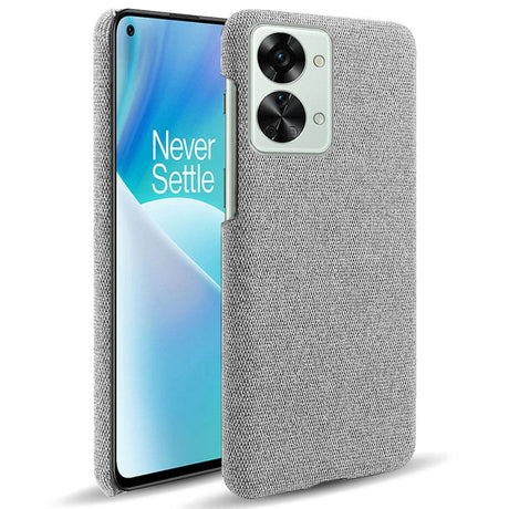 OnePlus Nord 2T (5G) Hårdt Plastik med Stof - Bagside Cover - Lysegrå