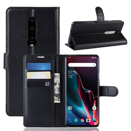 OnePlus 7 Pro Læder Flip Cover m. Pung & Stand - Sort