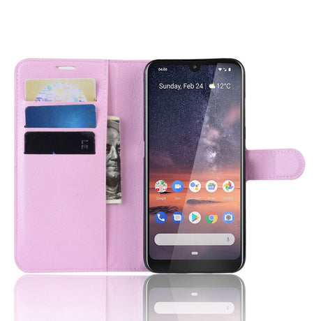 Nokia 3.2 Læder Flip Cover m. Pung - Lyserød