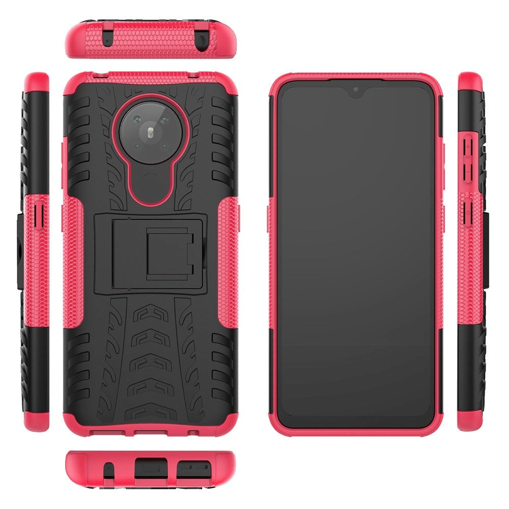 Nokia 5.3 Cool Tyre Håndværker Cover m. Stander - Sort / Pink