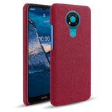 Nokia 3.4 Stofbetrukket Plastik Bagside Cover - Rød