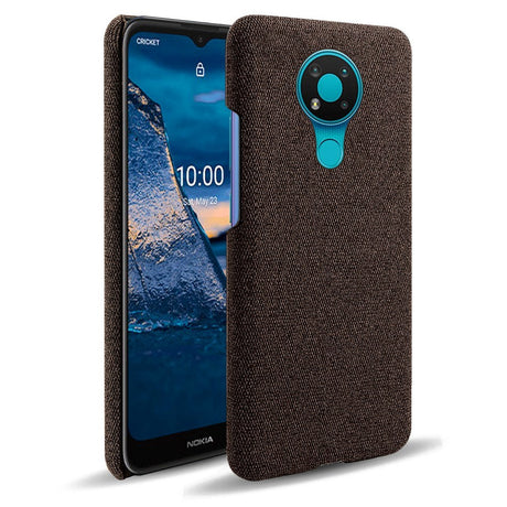 Nokia 3.4 Stofbetrukket Plastik Bagside Cover - Brun