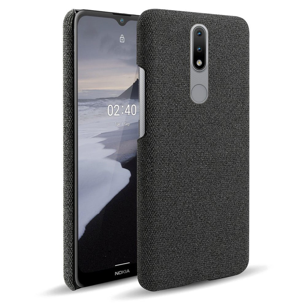 Nokia 2.4 Stofbetrukket Plastik Cover - Sort