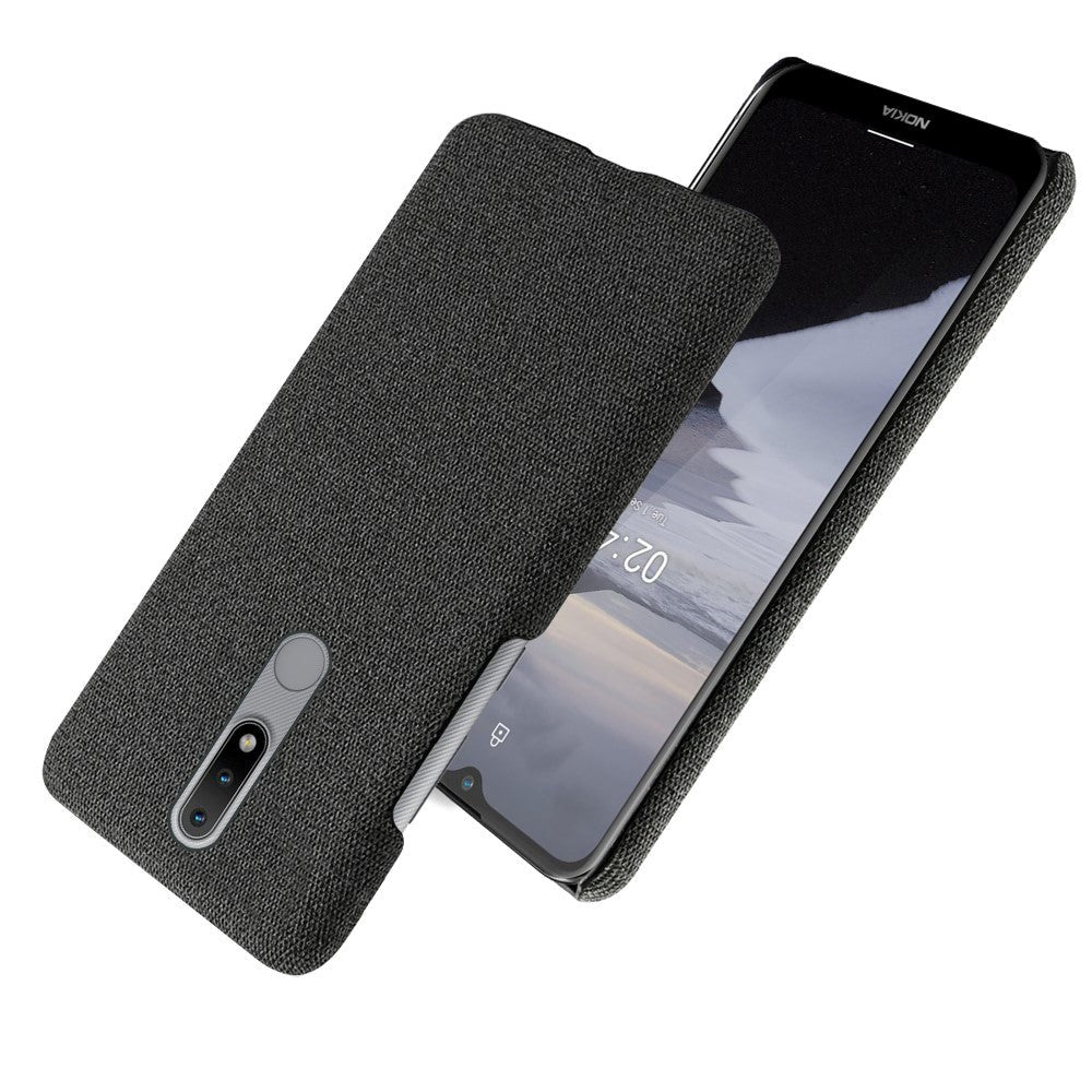 Nokia 2.4 Stofbetrukket Plastik Cover - Sort