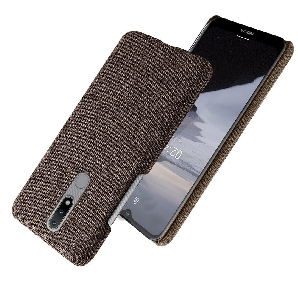 Nokia 2.4 Stofbetrukket Plastik Cover - Brun