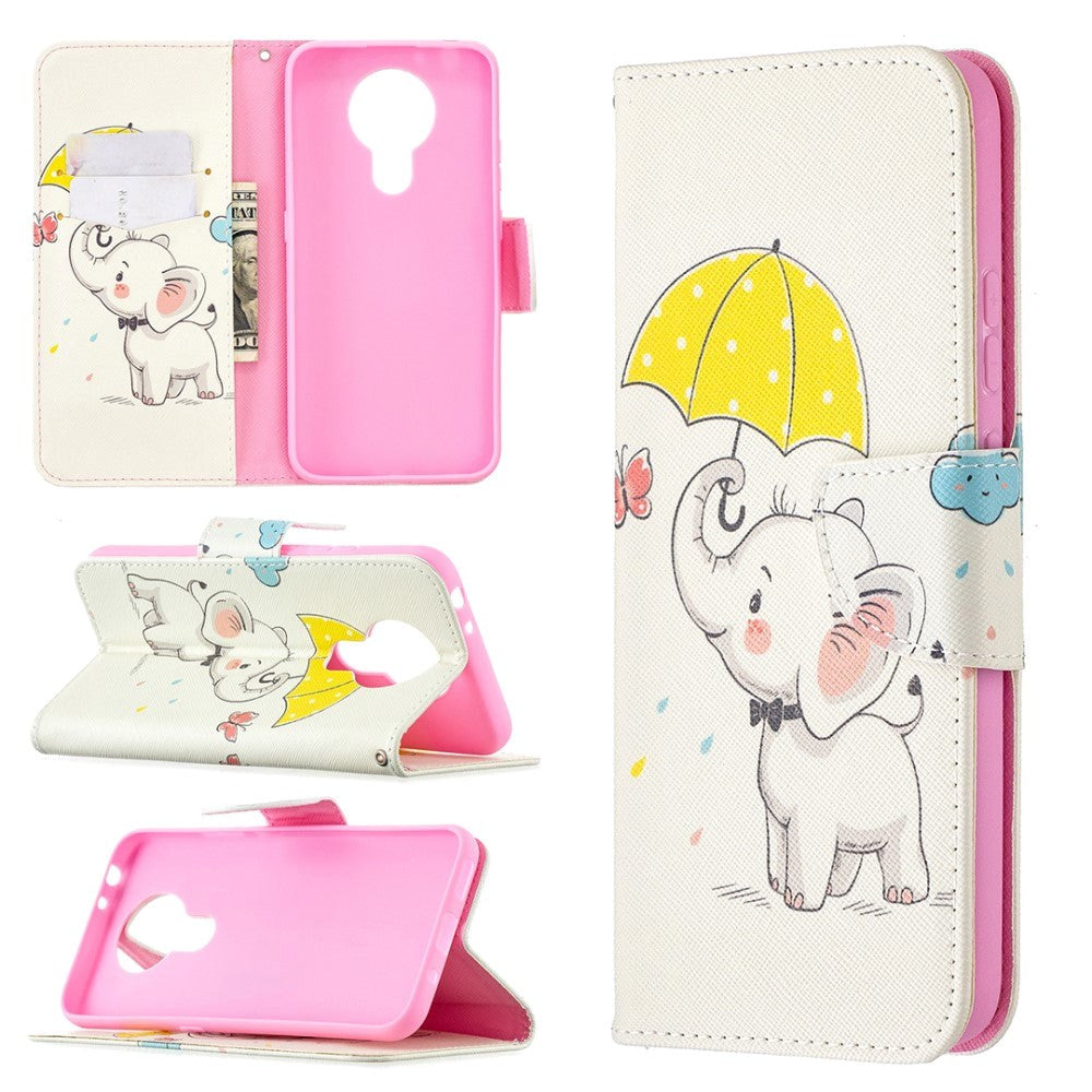 Nokia 3.4 Flip Cover m. Pung - Elefant med Paraply