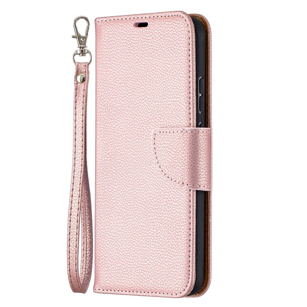 Nokia 3.4 Læder Flip Cover m. Litchi Tekstur - Rose Gold