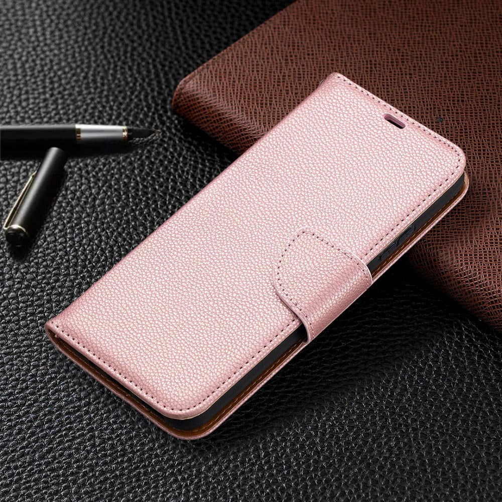 Nokia 3.4 Læder Flip Cover m. Litchi Tekstur - Rose Gold