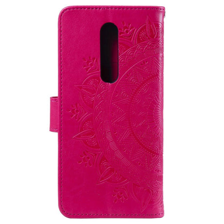 Nokia 2.4 Læder Flip Cover - Mandala Mønster Rose