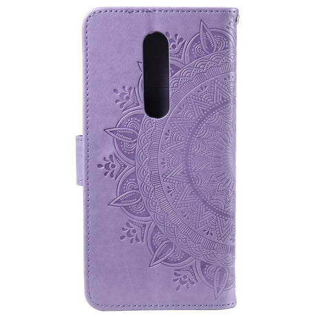 Nokia 2.4 Læder Flip Cover - Mandala Mønster Lilla