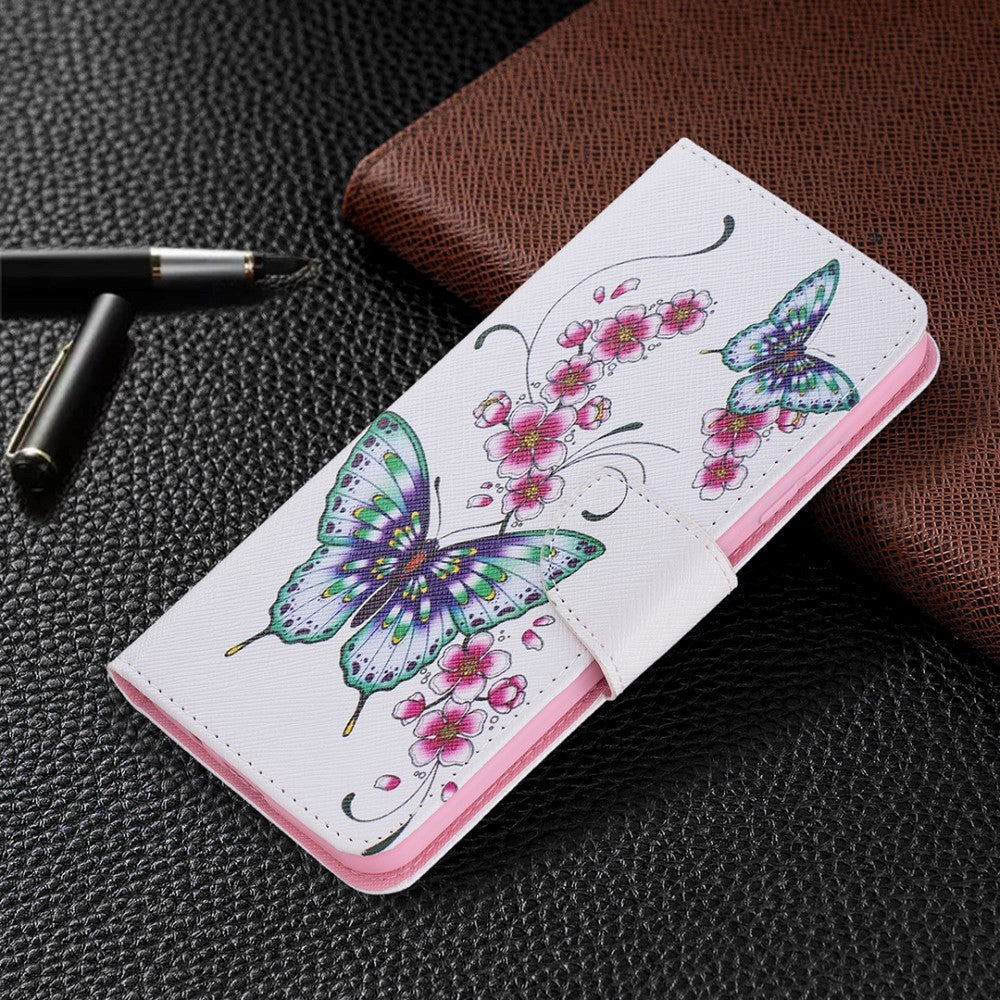 Nokia 1.4 Læder Flip Cover m. Pung - Sommerfugle & Blomster