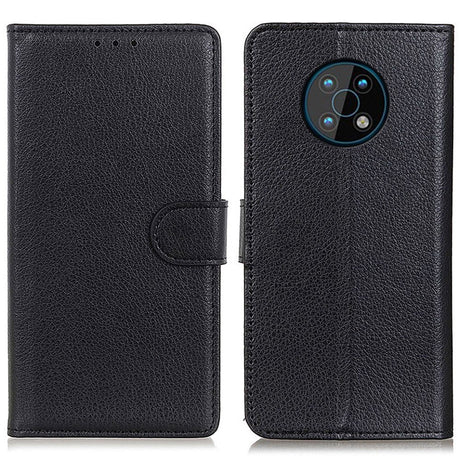 Nokia G50 Litchi Læder Flip Cover m. Pung - Sort