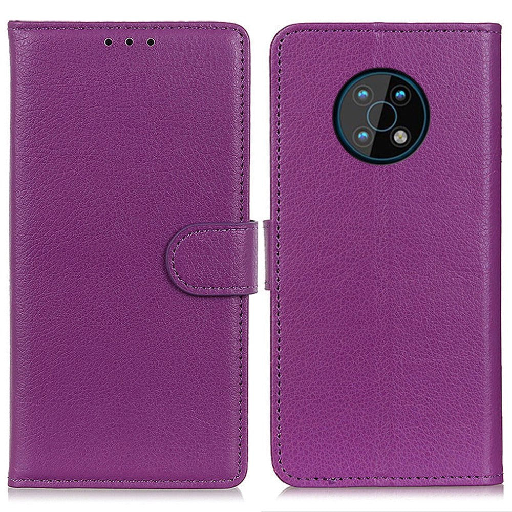 Nokia G50 Litchi Læder Flip Cover m. Pung - Lilla